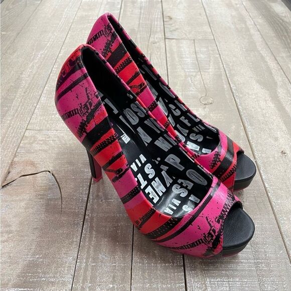 Abbey Dawn Zip It Peep Toe Platform Heel - Picture 3 of 6